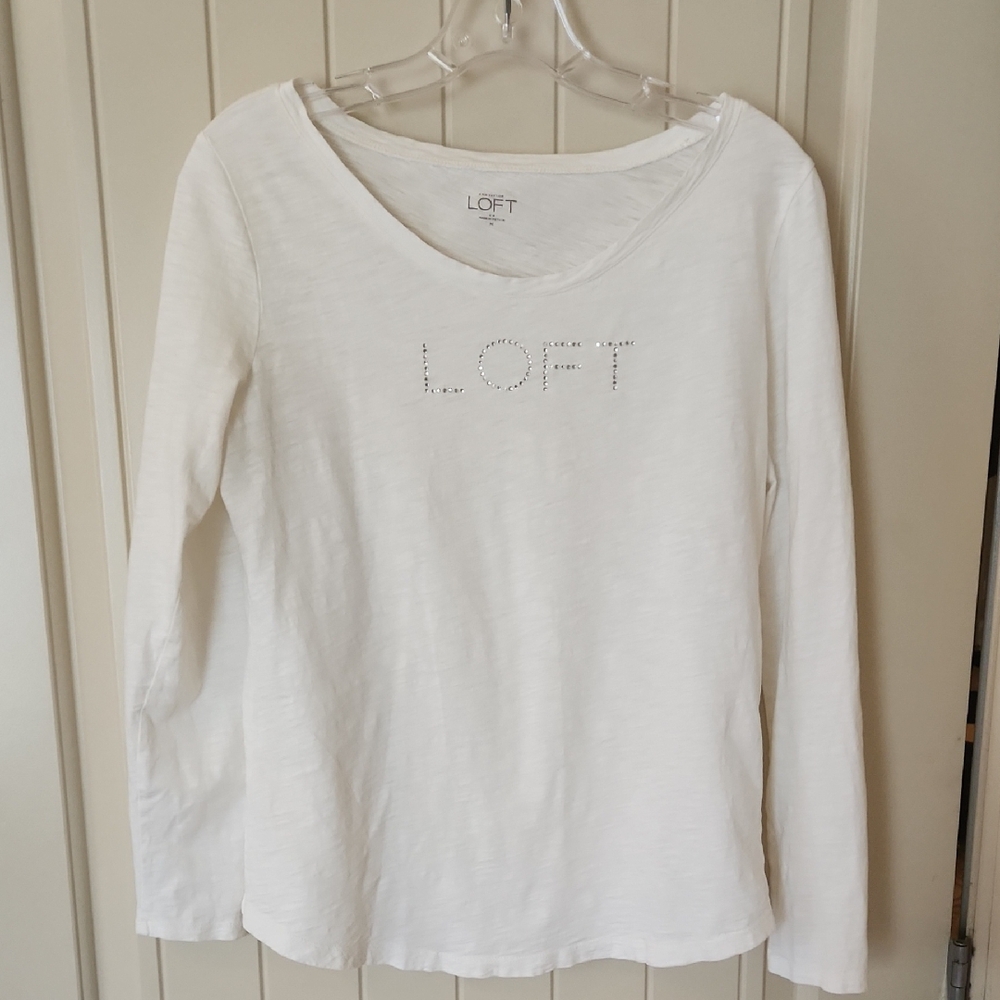 LOFT White Long Sleeve T-Shirt